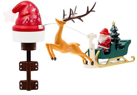 The Christmas Workshop 73669 Rotating Light Up Christmas Tree Topper/Santa, Sleigh and Reindeer Christmas Decoration/Colour Changing LED Lights/USB or Mains Powered