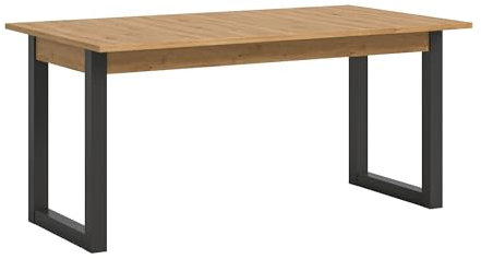 xonox.home Tisch Seattle Esstisch Küchentisch Esszimmertisch Clubtisch Tisch eckig in Fußgestell grau Nb. Tischplatte Artisan Eiche Nb.ca. 150-190x76x90 cm ausziehbar