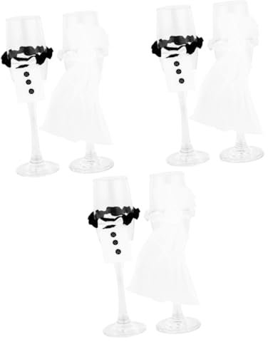 CONGARTENO 6pezzi Copribicchieri Per Matrimonio Coperture Per e Decorazioni Per Flute Cerimonie e Speciali