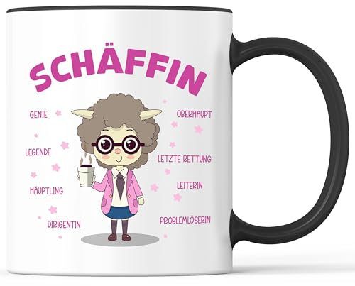 Tasse mit Spruch Schäffin Chefin Chef Becher Vorgesetzte Leitung - lustiges Geschenk - Kaffeebecher als Geschenkidee - Kaffeetasse 330ml - Weiss-Schwarz