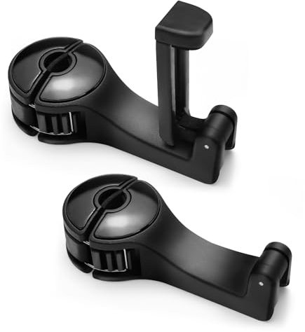 ongfuwu 2PCS Car Headrest Hidden Hook, 2 in 1 Car Seat Hook with Phone Holder, Auto Back Seat Hanging Hook for Handbag Clothes Grocery, Universal Vehicle Purse Hook Holder Organizer (Black)