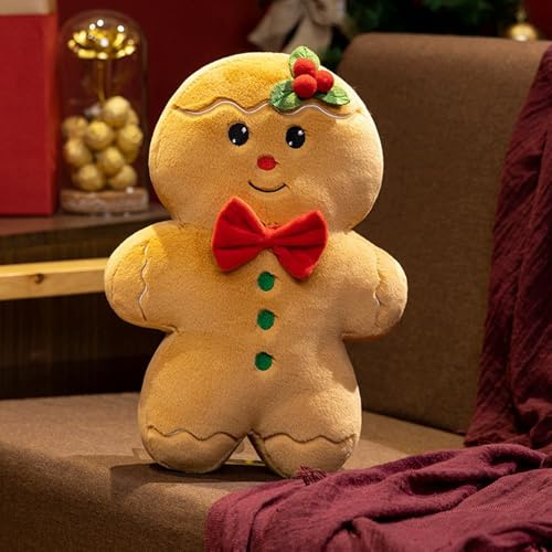 Weihnachtskissen aus Plüsch, Süßes Weihnachts Kissen, Weiches Plüsch Weihnachten Sofakissen, Winter Deko Niedliche Dekokissen, Weihnachten Aesthetic Deko Innen Zierkissen Zuhause (Lebkuchenmann)