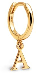 SINGULARU - Einzelner personalisierter Creolen-Ohrring Letter. Sterlingsilber mit 18 kt Goldbeschichtung. Schmuck für Damen. Buchstabe A-Z