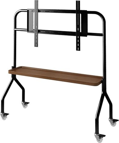 JIAOCKJIAO Support TV sur Pied, Support TV roulettes avec Étagère en Acier, Chariot TV Réglable en Hauteur, Meuble TV Mobile avec Support de Rangement, pour Chambre(Brown,90x50cm)