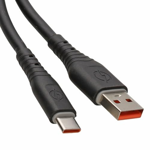 kenable USB A to USB C Cable Silicone Anti-Tangle Fast Charging 3A Data Sync Lead 22AWG 1.5m Black