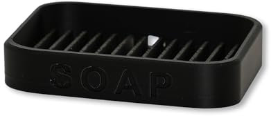 Modern Soap Dish, Bathroom Sink Holder with Drainage, 10.5 x 7 x 2 cm (Black)