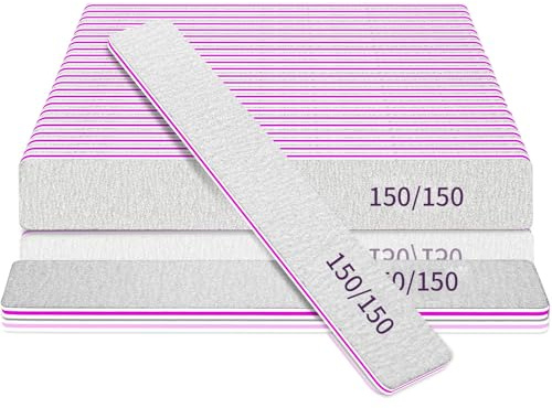 Professional Nail File-150/150 Grit Double Sided Reusable 25pcs Nail Files for Acrylic Nails, Nail Files for Natural Nails at Home and Salon