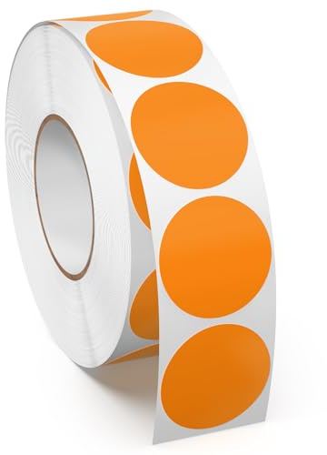 Meitaat 1000 Stk Orange Runde Aufkleber 25 mm Klebepunkte Punktaufkleber | Markierungspunkte, Kleine Etiketten Rolle, Vinyl, Wasserfeste Sticker Für Sortieren, Aufräumen, Dekoration und DIY
