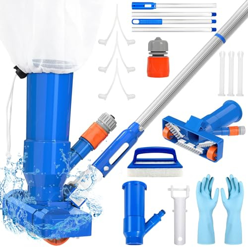 ZZXLOPEZ Aspiratore a Mano per Piscine, Aspirapolvere per Piscina, Kit di Pulizia per Piscine con 1.68m Palo Staccabile, Kit di Manutenzione Della Piscina Portatile per la Piscines, Piscines Termali