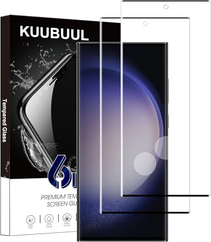 KUUBUUL Verre Trempé pour Samsung Galaxy S23 Ultra, [2 Pièces][Empreinte Digitale Reconnaissable][Vitre Protecteur 9H Dureté][Sans Bulles][Anti-rayures] Film Protection Écran pour Samsung S23 Ultra