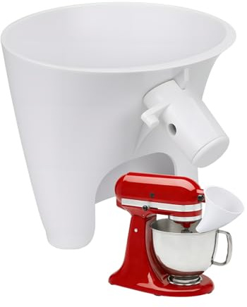 Flour Funnel for KitchenAid 4.5-5 Quart Tilt-Head Stand Mixers Artisan & Classic Series by MMOBIEL – Anti-Splash Attachment, Hands-Free, Easy Pour, Durable, Dry & Liquid Ingredients – Dishwasher Safe