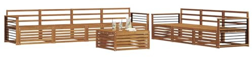 vidaXL Outdoor-Sofagarnitur 8 pcs Natur Massivholz Akazie, Gartenlounge, modernes Outdoor-Sofa-Set, langlebige Terrassenmöbel, Bequeme Sitzmöglichkeiten