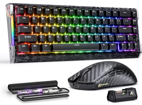 ATTACK SHARK R68 HE Kabellose Tastatur, R11 Ultra Gaming Maus, Schwarz A | Carbonfaser, 8000 Hz Rapid Trigger Magnetische Tastatur, 0,005mm RT Accuracy, 49g SUPERLIGHT-Maus, PAW3950MAX, 42000 DPI