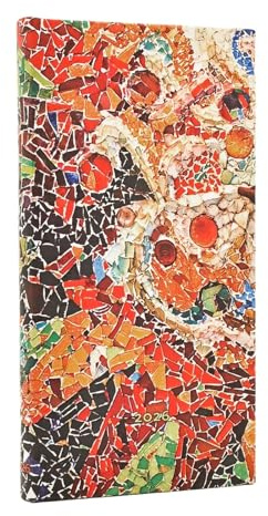 2026 Gaudi's Sun (Gaudi’s Mosaics) Slim 12-month Horizontal Hardcover Flexi Dayplanner 2026 (Elastic Band Closure)