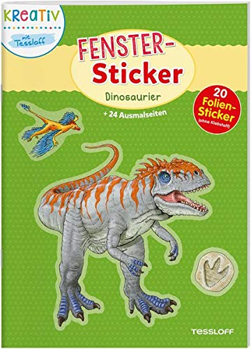 Fenster-Sticker Dinosaurier: 24 Ausmalseiten, 20 Folien-Sticker