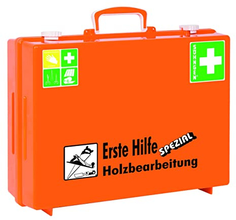 Söhngen Erste Hilfe Koffer SPEZIAL MT-CD Holzbearbeitung (für Schreinereien, Möbelindustrie, Zimmerer, Verbandkoffer inkl. Inhalt, Wundpflaster, Verbände)