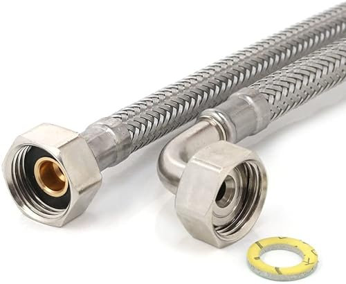 H2O-Flex Panzerschlauch 1/2ÜM x 1/2ÜM Bogen DN8 für Trink- oder Nutzwasser, Silber, 1 Stück