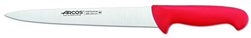 Arcos Couteau Tranchant Acier Inoxydable NITRUM 19 cm - Pour Viandes Rôties - Manche Polypropylène Rouge - Série 2900