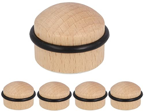 Gedotec Türstopper Holz mit Dämpfungsgummi - Buche | HERBERT | 5 Stück Premium Tür Stopper aus Vollholz | Türstopper Boden zum Kleben + Schrauben | Türstopper klein für Zimmertüren | Bodentürpuffer