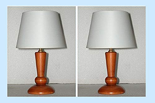 Paolo Rossi Lampada lumetto da Comodino abat Jour in Legno tornito - Produzione Propria - Made in Italy (ciliegio Coppia)