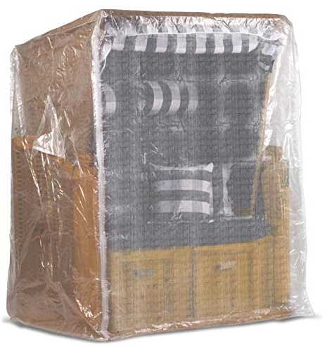 Möbelcreative Strandkorb Schutzhülle 120 cm breit in transparent, Strandkorbhülle mit reißverschluss, Strandkorbabdeckung