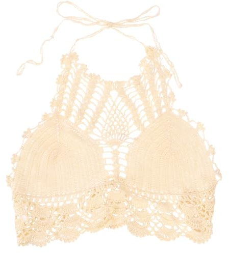 Häkeltop, Bikinitop, Strandtop, Damen, Baumwolle, handgefertigt, beige
