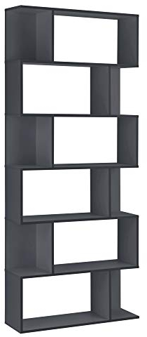 [en.casa] Bücherregal 'Borrby' Regal mit 6 Ebenen 192 x 80 x 24 cm Raumteiler Standregal 8kg pro Ablage Hochregal Aktenregal Aufbewahrung Büro Dunkelgrau