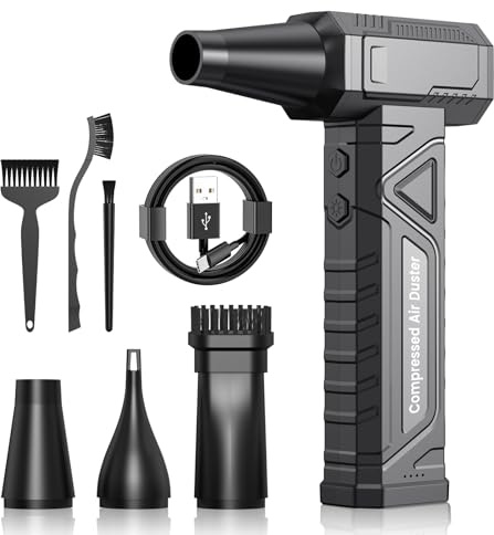 Electric Air Duster for PC Cleaning 200000 RPM - Air Duster Mini Blower 4-Speed with LED Light, Compressed Air Spray for PC Cleaning, Keyboard, Electronics, Model W18, Black