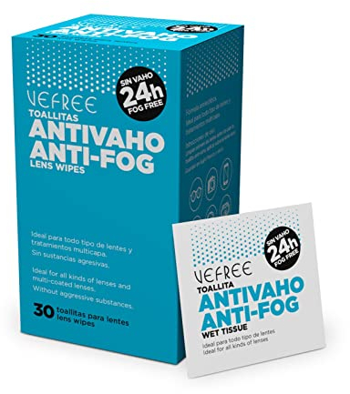 Vefree - Toallitas Antivaho Gafas | Limpiagafas Antivaho | Bayeta Limpia Gafas - 24 Horas Sin Vaho | 30 Unidades