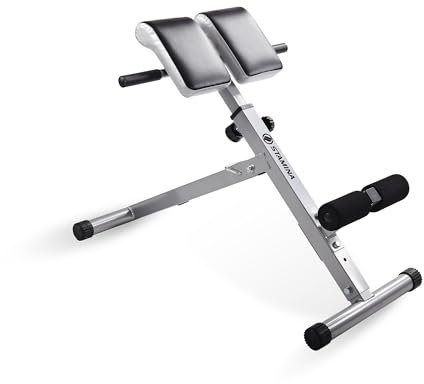 Stamina Hyperextension Bank 2014 – Verstellbare und faltbare Trainingsbank mit Smart Workout App – Bis zu 113,4 kg Tragkraft