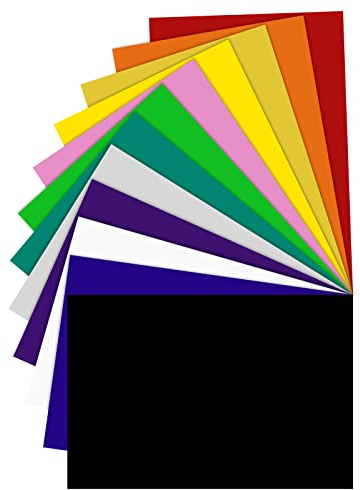 Zwanzer Plotterfolie Textil - 12 Farbe Flexfolie Plotter Textil, Heat Transfer Vinyl für Heiße Presse oder Haushaltseisen auf T-Shirts & Stoffe (30.48cm x 20.32cm)