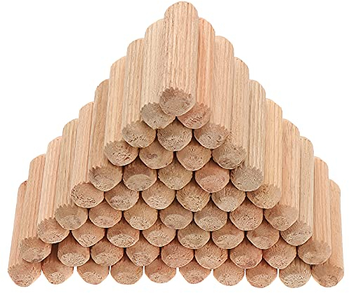 Faankiton 400 Piezas Tacos de Madera 10x40mm, Espigas de Madera, Pasadores de Madera, Clavija de Madera Estriada, Espigas para Manualidades, Muebles