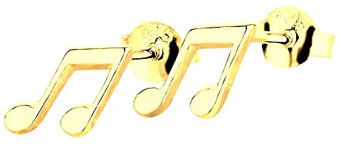 FIVE-D Ohrringe Notenschlüssel und Musiknote 925 Silber vergoldet (Musiknote-gold)