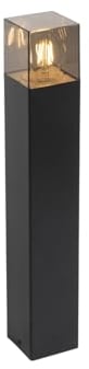 Qazqa - Modern Stehende Außenlampe schwarz 50 cm IP44 mit Rauchglaseffekt - Dänemark I Außenbeleuchtung - Aluminium Länglich - LED geeignet E27