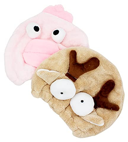 Abcsea 2 Pièces Bonnets de Douche pour Enfants, Cheveux Séchage Serviettes, Serviette Turban Microfibre, Serviette Seche Cheveux Rapide Enfant, Elk et Rose Grandes Lèvres