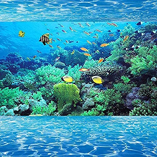 Papier Peint Photo 3D Effet Papier Peint Soie Moderne Bleu Aquarium Animaux Marins Art Print Papier Peint Photo Grande Affiche Décoration Murale Pour Salon Décoration Murale-150X105 Cm