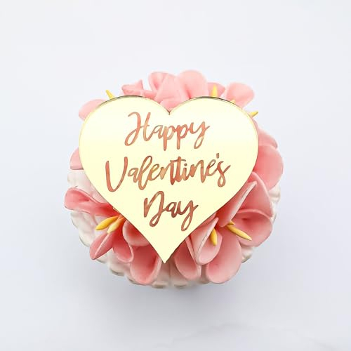 Cupcake-Topper aus Acryl in Herzform, zum Valentinstag, 12 Stück