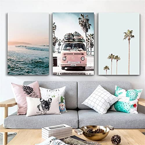 3 Packung 5D Diamant Painting Full Drill Set Round drill Surfbrett Strand 80x100cm DIY Diamond Painting Kreuz Stich Strassstein Stickerei Diamond Painting Set Decoration Geschenk für Erwachsene Kinder