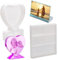 NATUCE 2Pièces Moule en Resine Epoxy pour Carde Photo Moule en Silicone en Forme de Coeur et Carrés, Cadres Photo Personnalisés pour Décorations d'anniversaire de Mariage Table, Artisanat