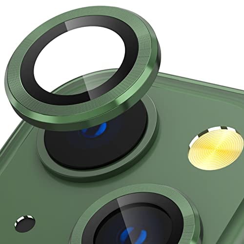 CloudValley Camera Lens Protector Designed for iPhone 13/13 Mini, Tempered Glass Protective Film, Aluminum Alloy Camera Lens Cover, Green