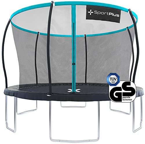 SportPlus Trampolin Outdoor 305cm & 366cm, Kindertrampolin mit Randabdeckung, Außenstangen & Innennetz, stabile Rahmenkonstruktion, Gartentrampolin, auch für Erwachsene bis 120/150kg - GS zertifiziert