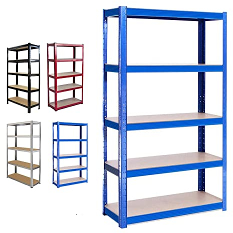 AUTOFU 5 Stöckiges Schwerlastregal Regal, Lagerregal Garagenregal, Metallregal Blau - 170cm x 75cm x 30cm