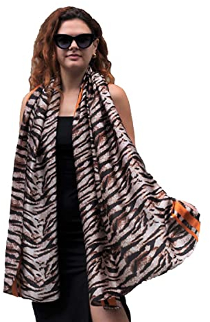 Trillion London® Silk Scarf | Orange Leopard Print Scarf | Silk Neck Scarf for Women | Lightweight Scarves for Ladies| Suitable for Gifting | Head Scarf | Shawl Wraps | Size - 180 cm * 90 cm
