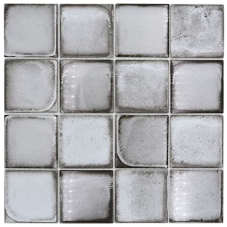 Mosaikfliese Glasmosaik Retro Vinatage Zement Style pastell grau Küchenrückwand Duschwand | 10 Mosaikmatten