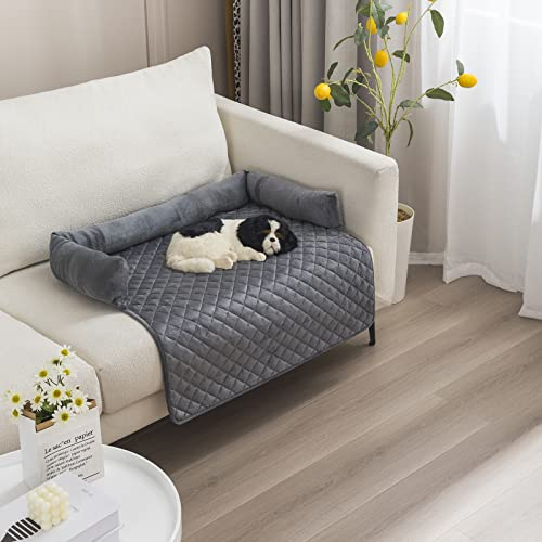 OKYUK Hundebetten Hundekissen - Sofaschutz, handgefertigtes Hundebett waschbar, hundekissen，Couchkissen, Hundematte Flauschiges Hundebett für große, mittelgroße & kleine (Dunkelgrau,90× 90cm)
