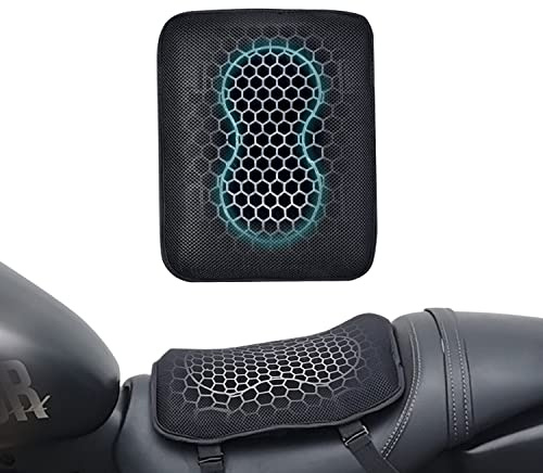 ELCYCO Motorcycle Gel Seat Cushion, Seat Cushion Available for Rear Passengers Honeycomb Structure Breathable Anti-Skid Shock Absorption Suitable for Long-Term Riding