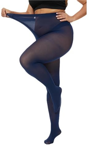 HeyUU Collants pour femme Taille haute semi-transparent XL-4XL,Bleu Foncé, XL