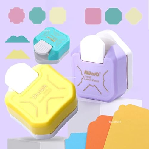 Eckenstanzer 3 in 1 Papier Ecken abrunden 3 Größen 4/7/10mm Edelstahl Stanzer Rund zum Basteln für Scrapbook, Einladungen