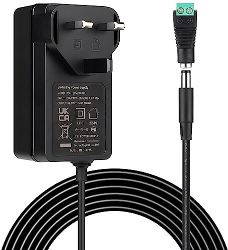Certified 12V 5A 3A 2A 1A Power Supply 240V to 12V Transformer DC Power Supply 60W Converter Adapter Driver Transformer with 5.5 X 2.1 mm DC Plug for Amplifier DVR NVR Security Cameras System CCTV
