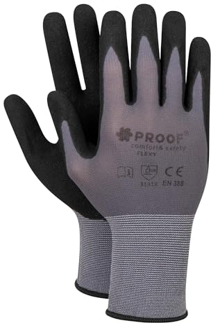 PROOF COMFORT & SAFETY Arbeitshandschuhe 12 Paar Präzise Montagehandschuhe Spandex Nitril Beschichtung Schutzhandschuhe Mit Hohem Tastgefühl Und Grip Für Mechaniker Bauarbeiter Größe 10 Flexy